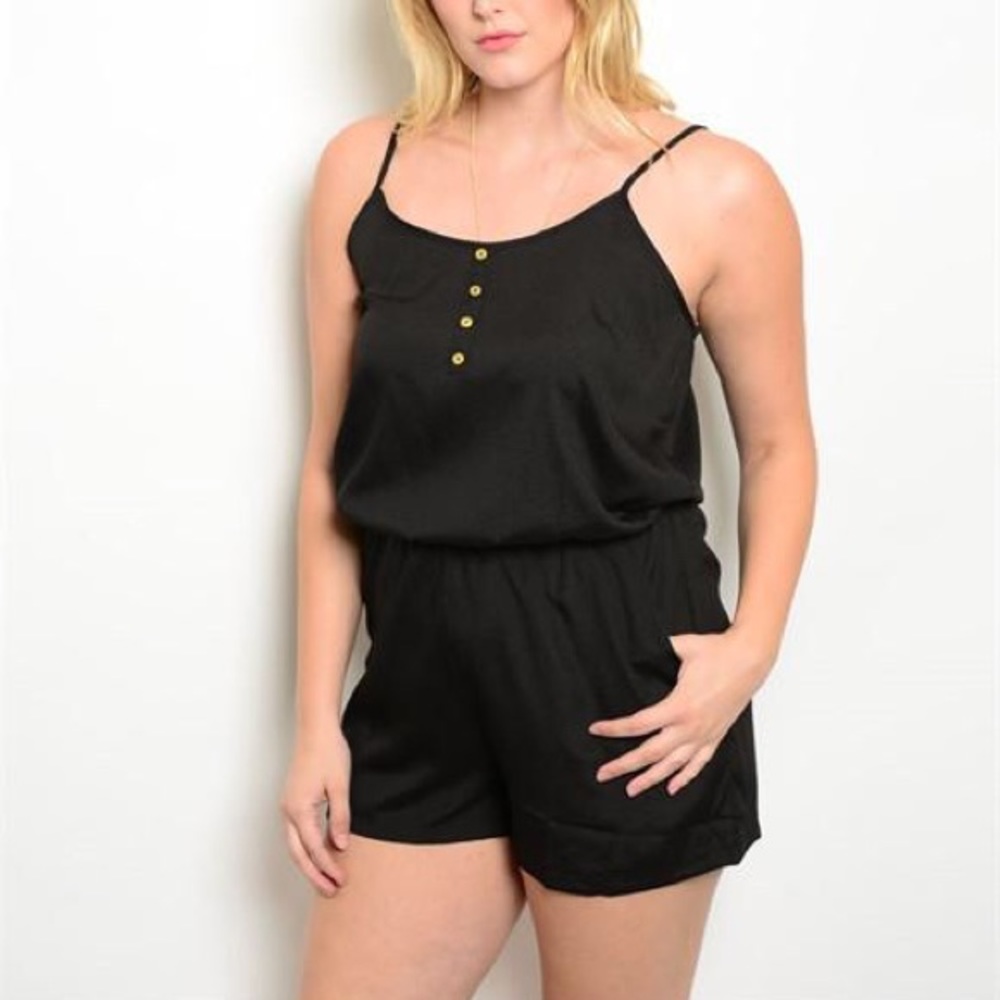 Black Spaghetti Strap Romper- Plus Size